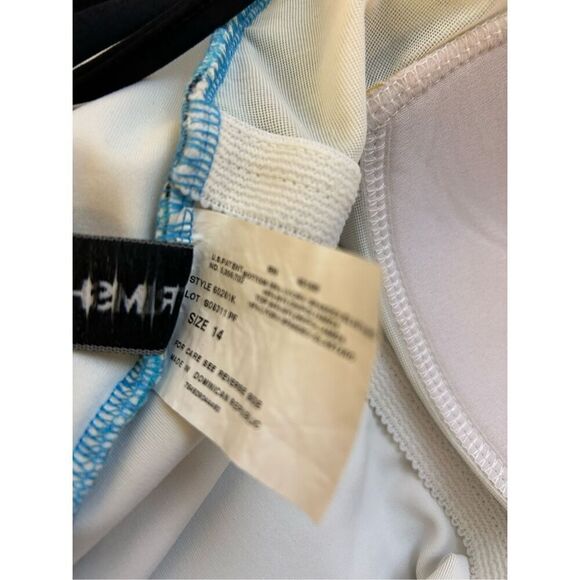 Trimshaper 14 slimming bathing suit large turquoise black swimsuit double straps - Picture 5 of 7